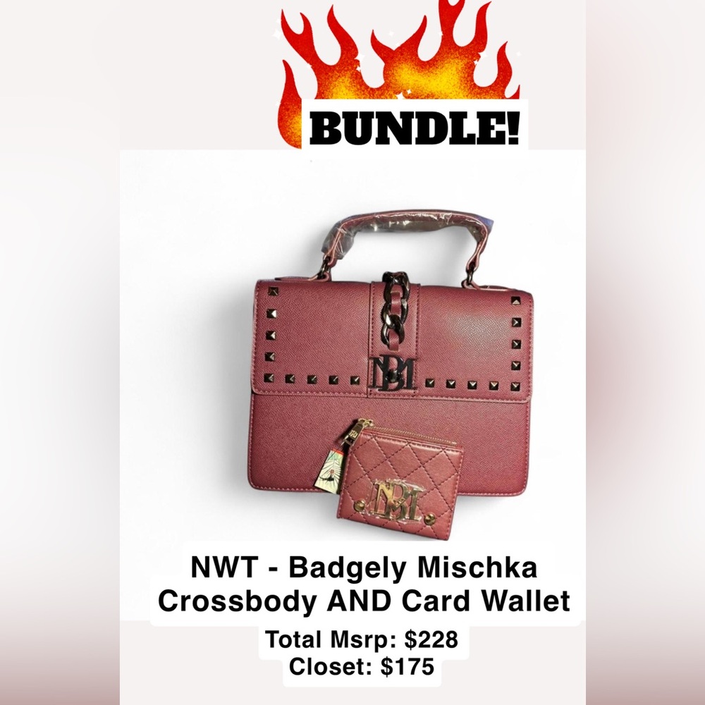 BUNDLE! NWT - Badgely Mischka Crossbody and Card Wallet in Plum